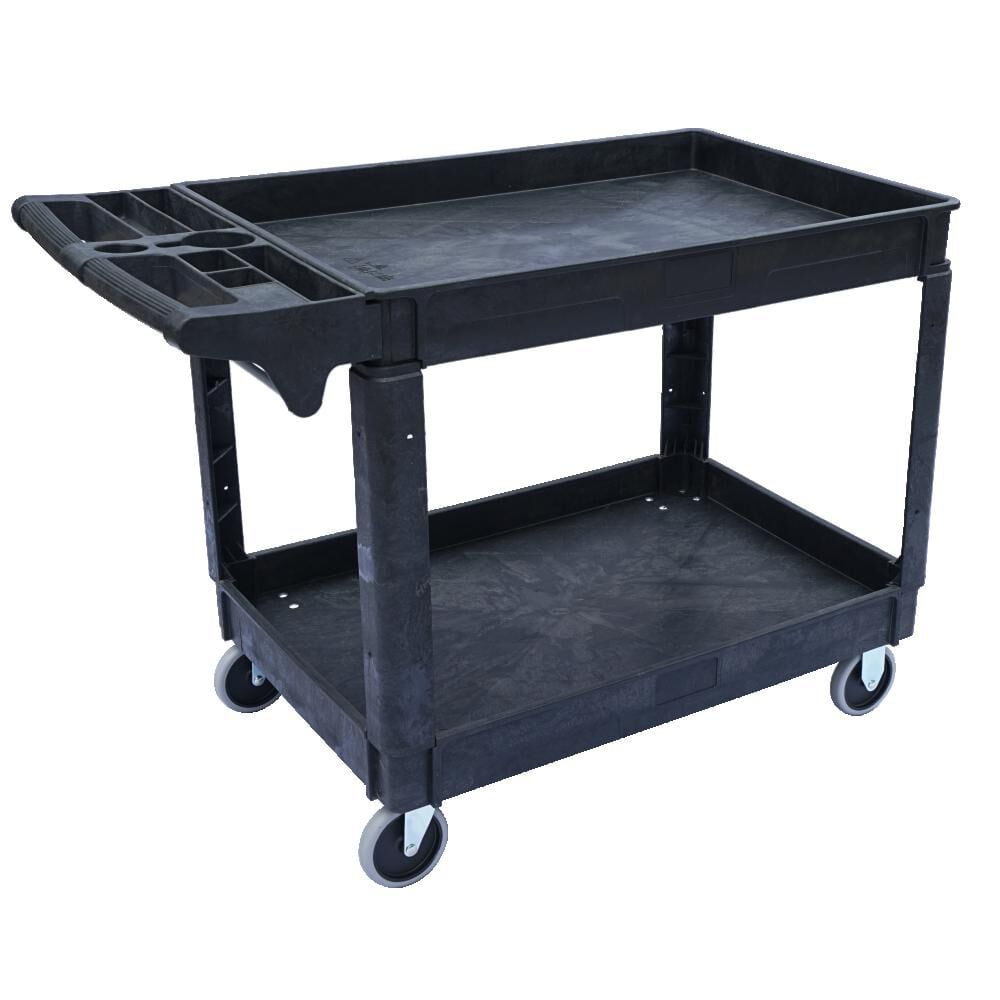 Large Black Plastic Utility Cart with Swivel Wheels