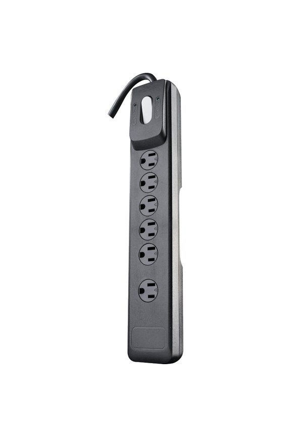 Woods Surge Protector - 6 Outlets - 1440J Appliance Surge Protection - Safety Overload Feature - 4 Ft Cord - Black - UL Listed