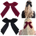 thumbnail image 1 of Southwit 2 PCS 6" Large Velvet Bows Hair Clips Barrettes Hair Accessories for Women and Girls -Black/Red, 1 of 5