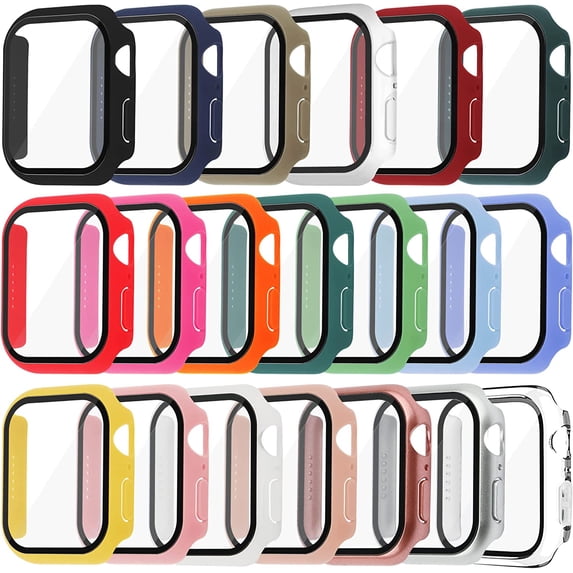 20 Pack Case for Apple Watch Series 6/5/4/SE 44mm with Tempered Glass Screen Protector, Ultra-thin Shockproof Hard PC Protective Cover, All-around Edge Bumper Compatible with iWatch 44mm