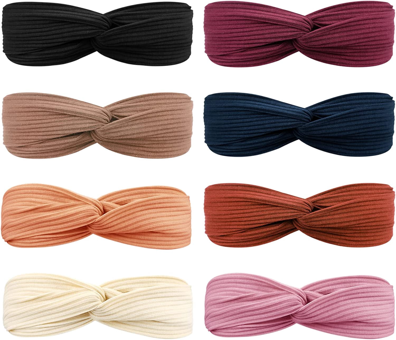 DRESHOW 8 Pack Women's Headbands - Knotted Yoga Headbands, Non-Slip Sports Head Wrap (Criss Cross Design) 11 thumbnail image