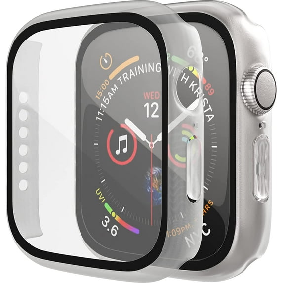 Bulk Cases Compatible with Apple Watch Series 3/Series 2/Series 1 42mm with Built in Tempered Glass Screen Protector, Overall Protective Hard PC Case Ultra-Thin Cover Frost Clear 10 Pack