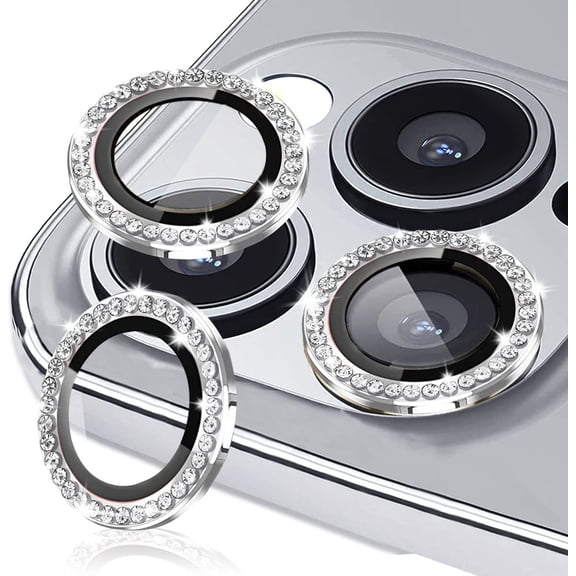 Southwit Diamond Camera Lens Protector for iPhone 14 Pro 6.1"& iPhone 14 Pro Max 6.7", Tempered Glass Camera Lens Protector Bling Ring Lens Cover for iPhone 14 Pro/iPhone 14 Pro Max (Diamond Silver)