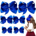 thumbnail image 1 of Southwit Hair Bows for Girls 6PCS Girls Toddler bows Clips Royal Blue Grosgrain Ribbon Alligator Clips Kids Hair Accessories (6inch ×2, 4inch ×2, 3inch ×2), 1 of 5
