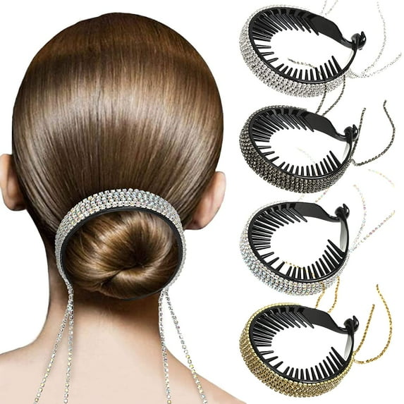 Southwit Rhinestone resin hair clip - 4Pack Half-balloon Expanding Hairpin Hair Claws Hair Bun Holders Accessories For Women(Chains)