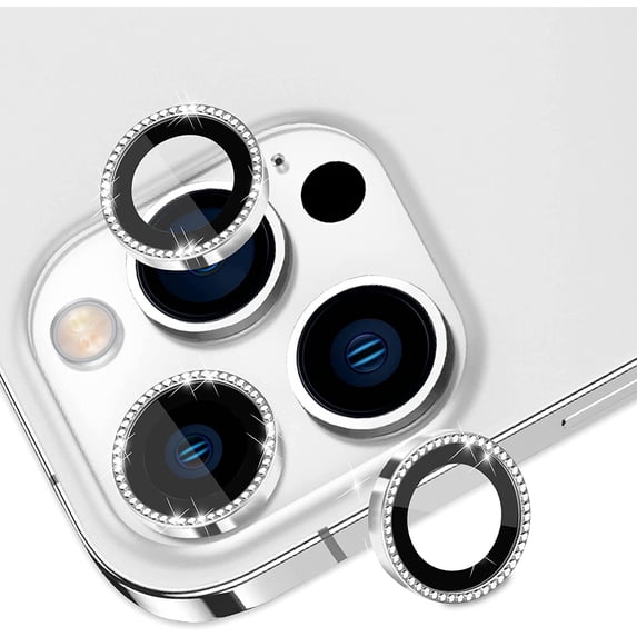 Southwit Camera Lens Protector for iPhone 14 Pro (6.1 inch) / iPhone 14 Pro Max (6.7 inch) 2022, 9H Anti Scratch Tempered Glass Camera Cover Individual Metal Shockproof Cover-Sliver Glitter