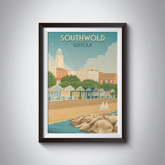 Southwold Suffolk Lighthouse Pier Seaside Front Decor, Unframed Canvas 8x10in