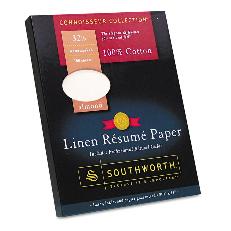  Southworth® 100% Cotton Résumé Paper, 8 1/2 x 11, 24 Lb,  100% Recycled, Ivory, Pack Of 100 : Resume Paper Ivory : Office Products