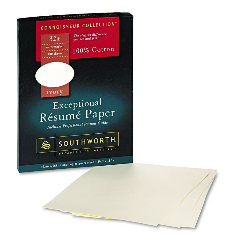 8.5 x 11 75-Sheet 100% Cotton Résumé Paper 32 lb Wove Finish, Ivory -  Southworth