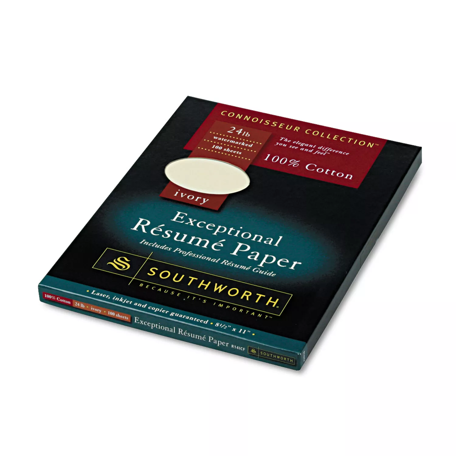 Southworth 100% Cotton Resume Paper Ivory 24 lbs. 8-1/2 x 11 Wove 100/Box R14ICF