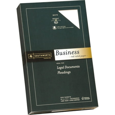 Southworth 25% Cotton Paper Ruled 95 Bright 20lb 8.5x14 White 500 Sheets 403ER