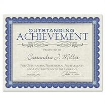 Southworth CT1R Foil Enhanced Parchment Certificates 24 lb - 8.50" x 11" - Inkjet, Laser Compatible - Ivory with Blue, Silver Border - Parchment Paper - 15 / Pack