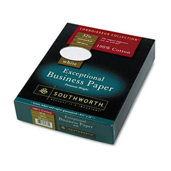 Southworth  Connoisseur Exceptional Business Paper  White  32lb  Letter  250 per Box