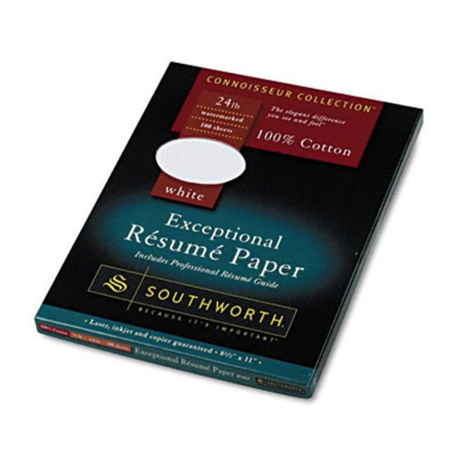 Southworth  Connoisseur Exceptional Risumi Paper White 24lb Letter 100 per Box - White - Letter