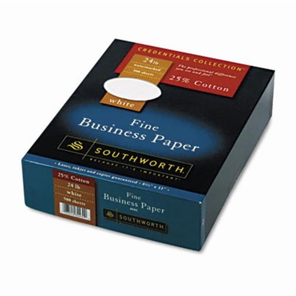 Southworth Credentials Collection Fine Business Paper White 24lb Letter 500 Sheets - White