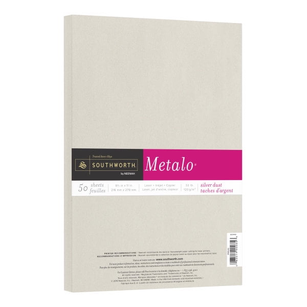 Southworth® Metalo Paper, Letter Paper Size, 32 Lb, Silver Dust, Pack Of 50 Sheets