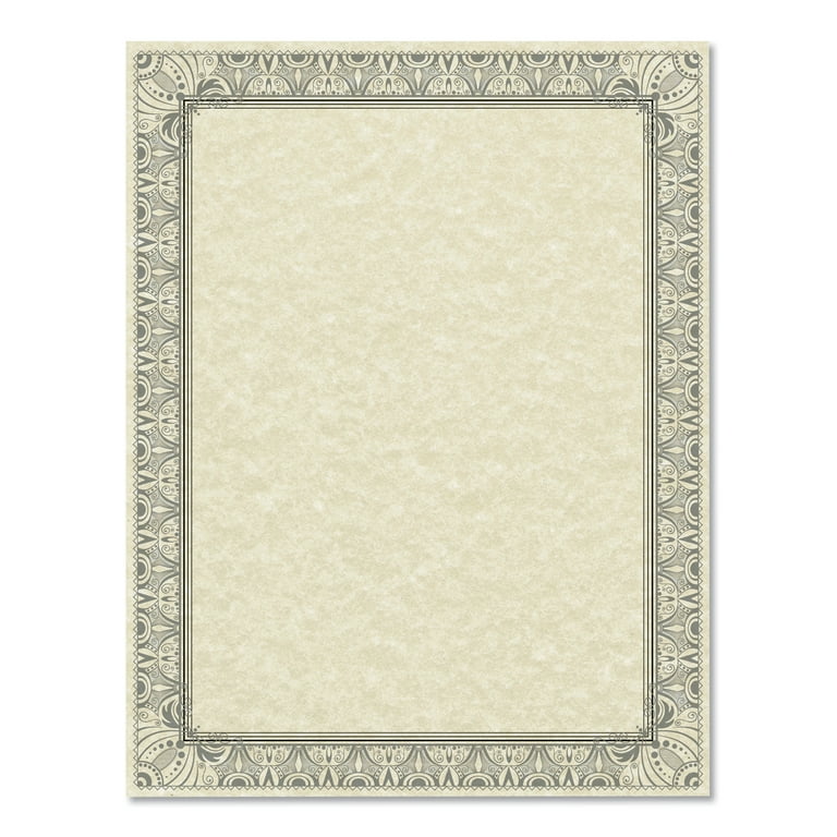 Parchment Certificates, Vintage, 8.5 x 11, Ivory with Silver Foil Border, 50/Pack Parchment Certificates, Vintage, 8.5 x 11, Ivory with Silver Foil Border, 50/Pack