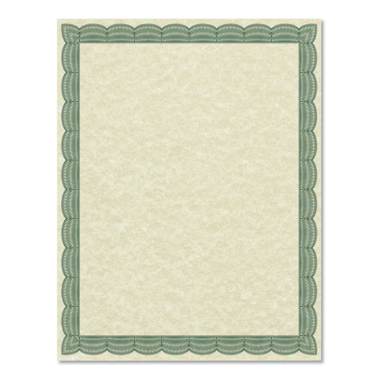 Parchment Certificates, Academic, 8.5 x 11, Ivory with Green/Blue Border, 25/Pack Parchment Certificates, Academic, 8.5 x 11, Ivory with Green/Blue Border, 25/Pack