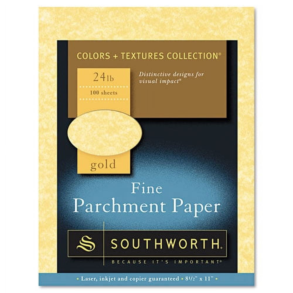 Parchment Specialty Paper, 24 lb Bond Weight, 8.5 x 11, Gold, 100/Pack Parchment Specialty Paper, 24 lb Bond Weight, 8.5 x 11, Gold, 100/Pack