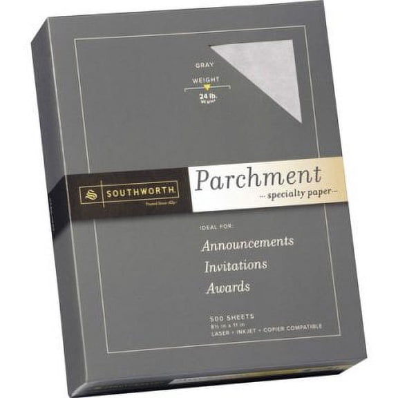 Southworth Parchment Specialty Paper, 24 lb Bond Weight, 8.5 x 11, Gray, 500/Ream (974C)