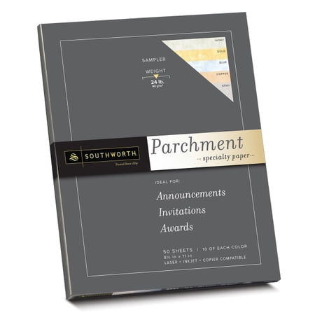 Southworth® Parchment Specialty Paper, Sampler, 8 1/2" x 11", Assorted Colors, Pack Of 50