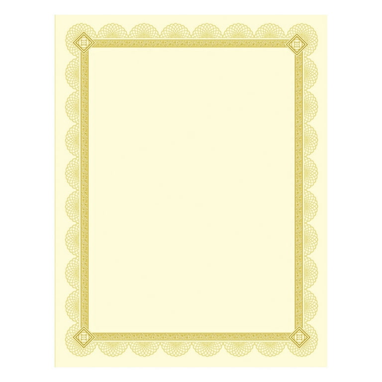 Premium Certificates, 8.5 x 11, Ivory/Gold with Spiro Gold Foil Border,15/Pack Premium Certificates, 8.5 x 11, Ivory/Gold with Spiro Gold Foil Border,15/Pack