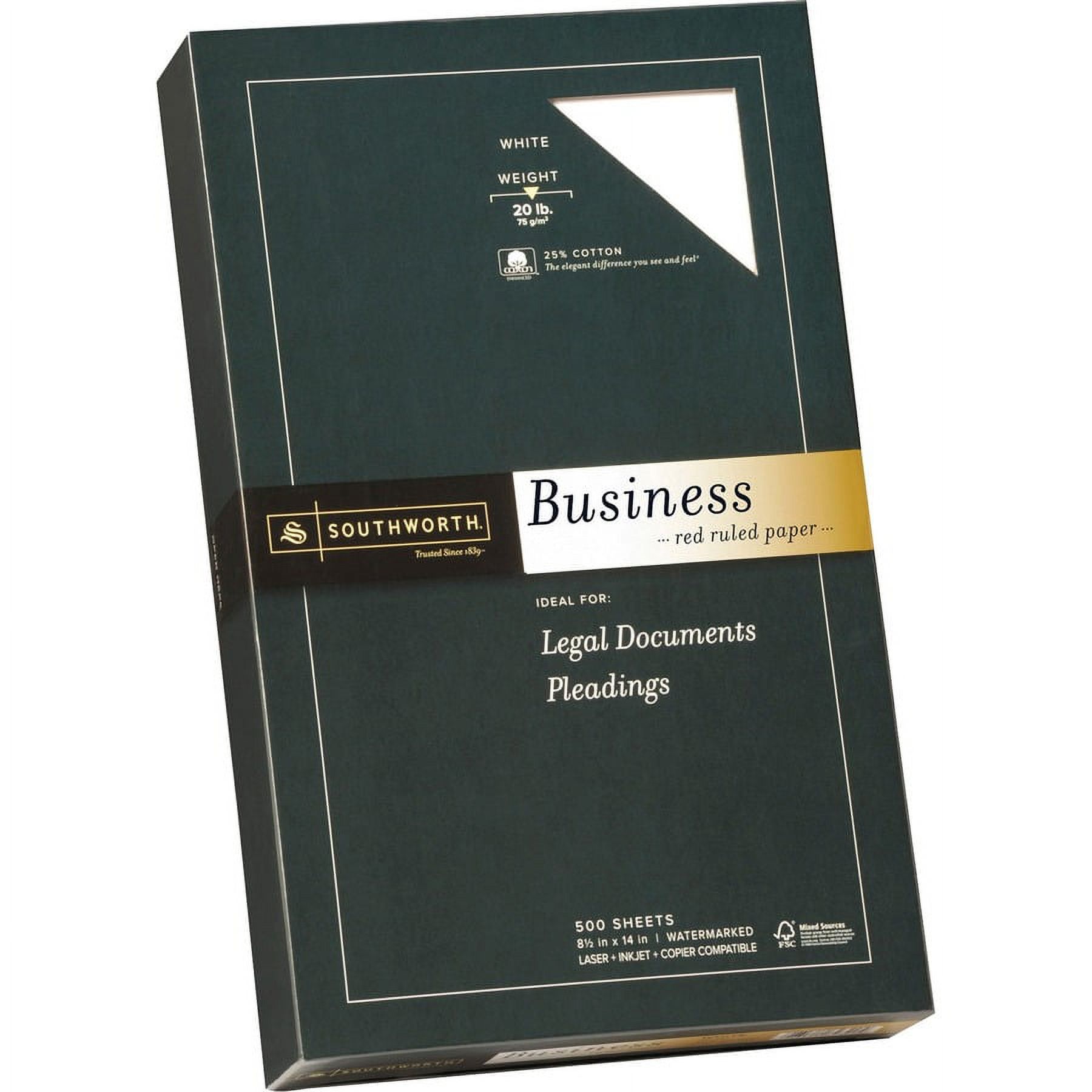 Southworth Red Ruled Business Paper Legal - 8 1/2" x 14" 20 lb Wove 500/Box Bundle of 2 Boxes - image 1 of 2