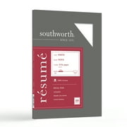 Southworth White Resume Paper, 8.5 x 11, 24 lb./89 Gsm, Wove Finish, 100 Sheets