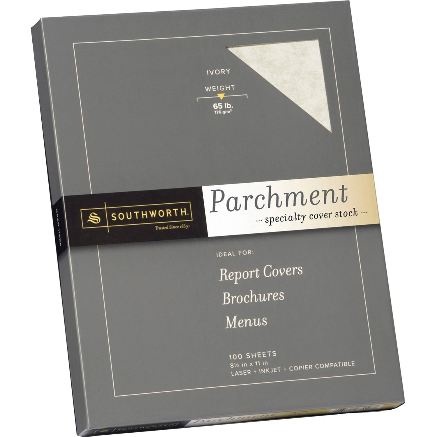 Parchment Specialty Paper, 65 lb Cover Weight, 8.5 x 11, Ivory, 100/Box Parchment Specialty Paper, 65 lb Cover Weight, 8.5 x 11, Ivory, 100/Box