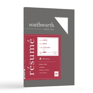 Southworth White Resume Paper, 8.5" x 11", 100 Sheets