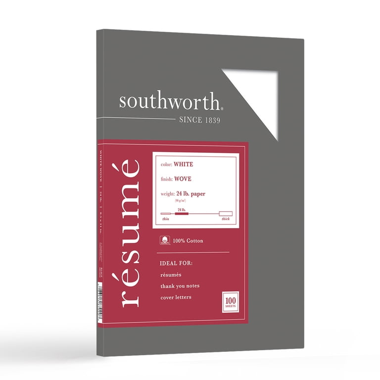 Southworth White Resume Paper, 8.5" x 11", 100 Sheets photo 1