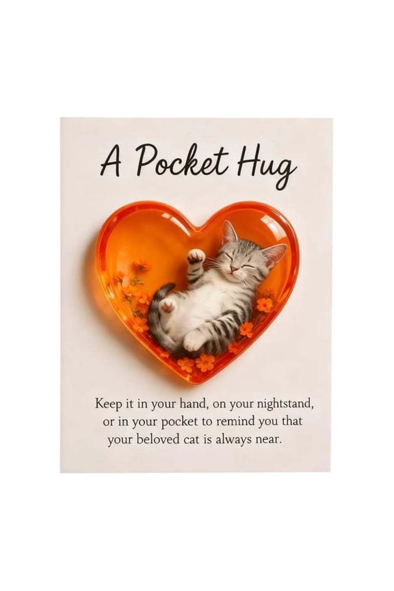 Souvenir Cat Memorial Pocket Hug Souvenir Keepsake Pocket Token with Keychain(1Pcs) Rkxzt