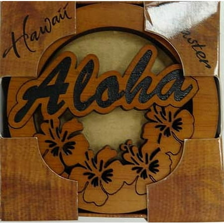 Souvenir Coaster Aloha Round Wood Coaster
