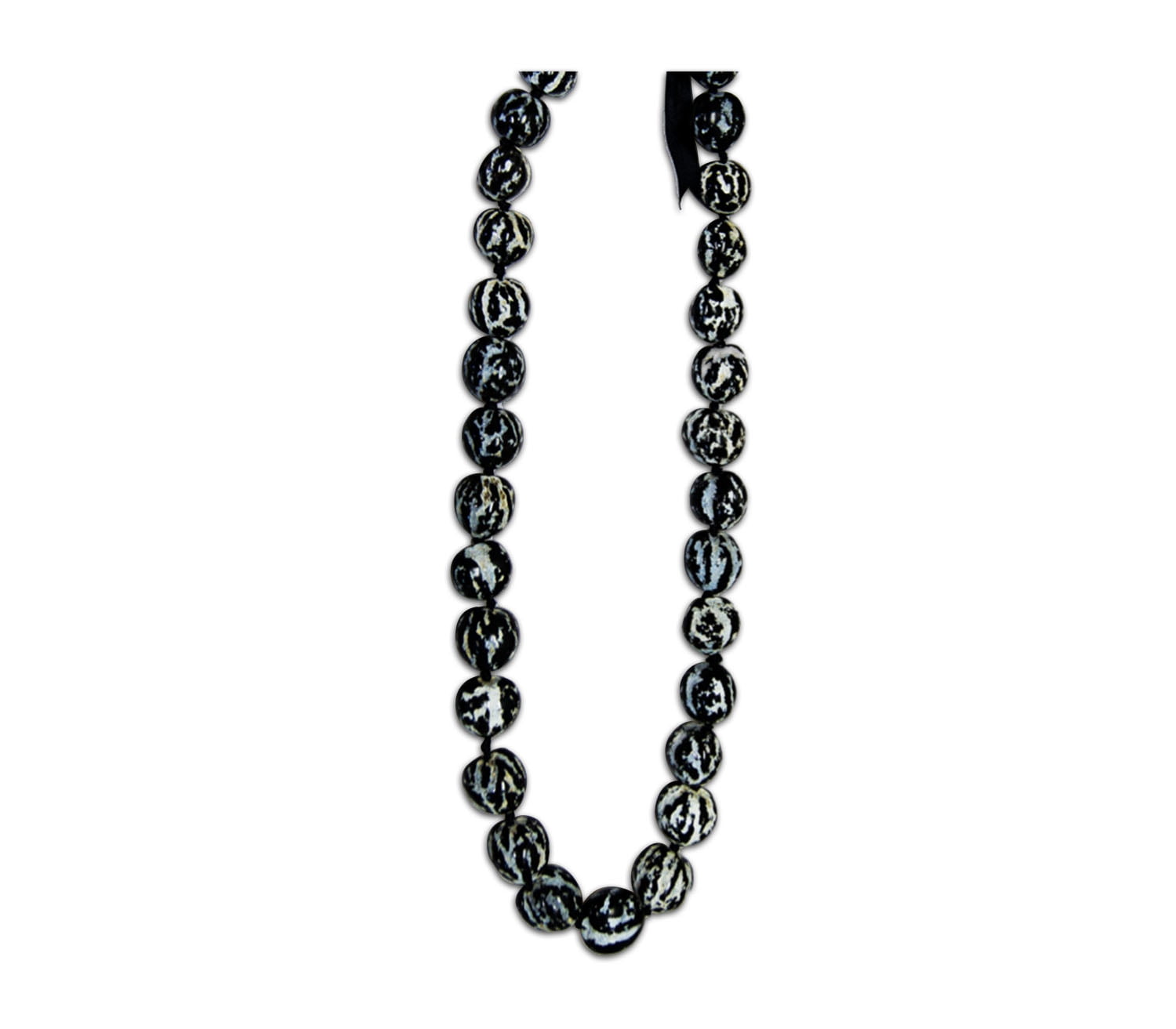 Genuine Hawaiian Kukui Nut Lei Necklace With Tiger Pattern for Adults