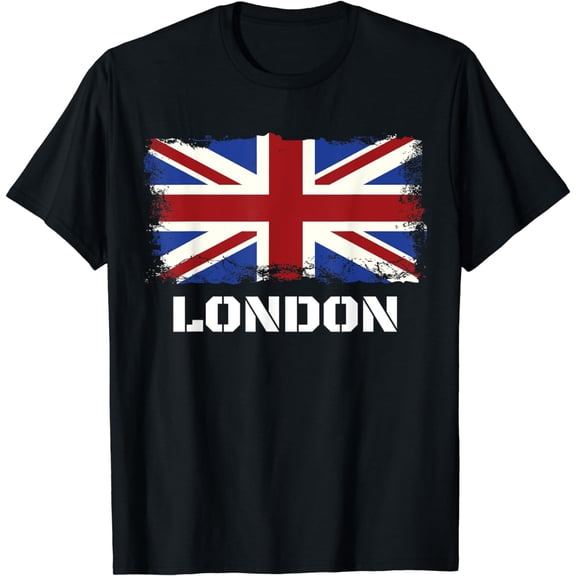 Souvenir London T-shirt City Vintage UK Flag British Tee