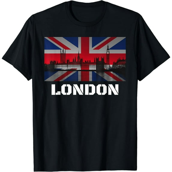 Souvenir London T-shirt City Vintage UK Flag British Tee