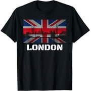 Souvenir London T-shirt City Vintage UK Flag British Tee