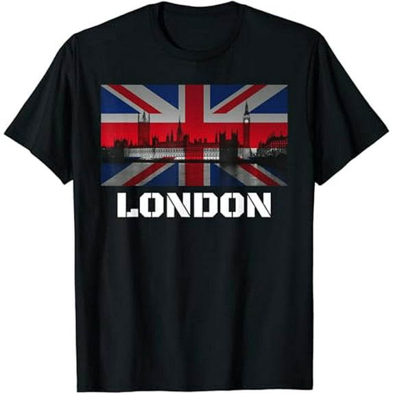 Souvenir London T-shirt City Vintage UK Flag British Tee