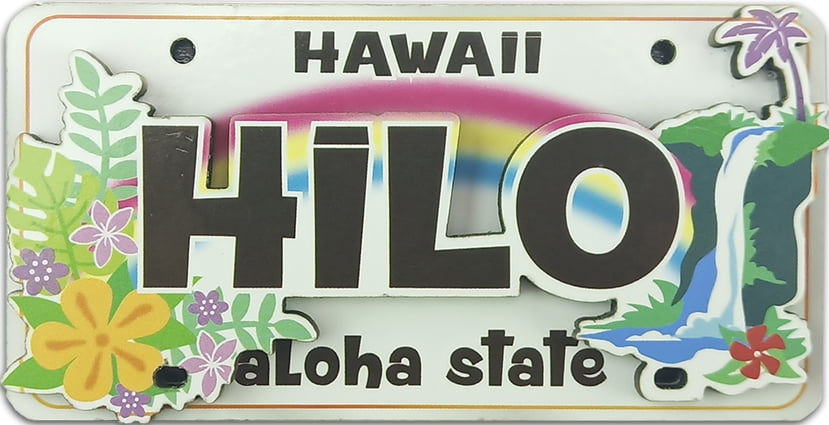 Souvenir Magnet Hilo License Plate Wood Magnet