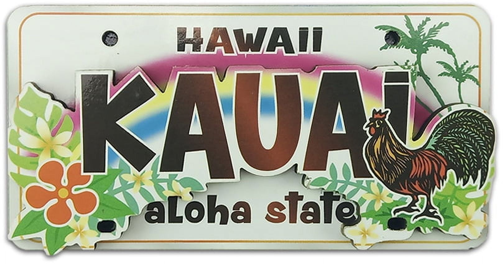 Souvenir Magnet Kauai License Plate Wood Magnet