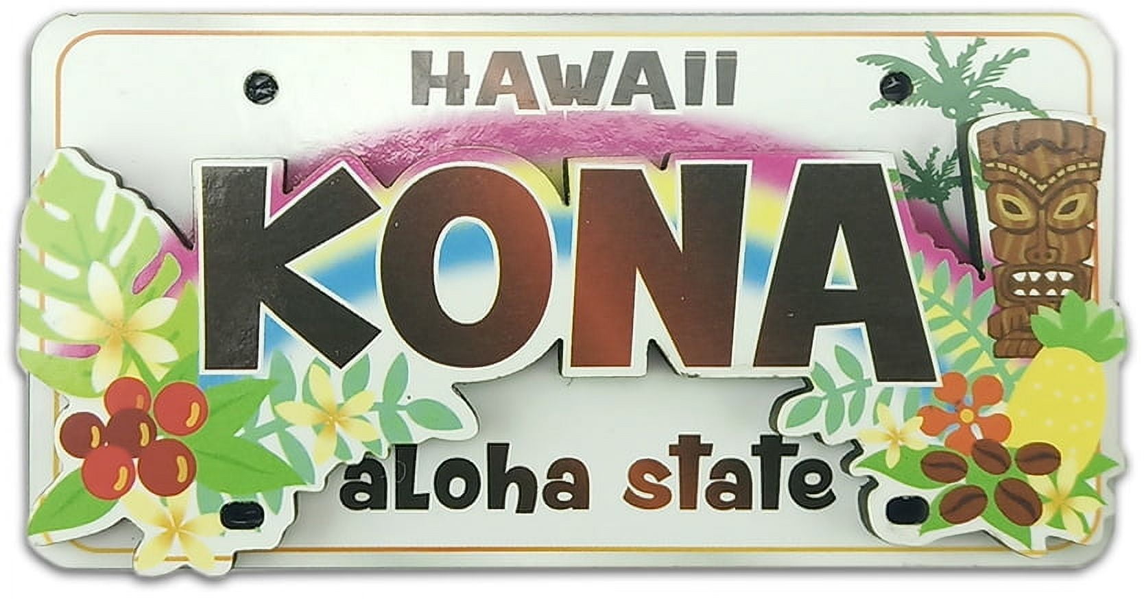 Souvenir Magnet Kona License Plate Wood Magnet