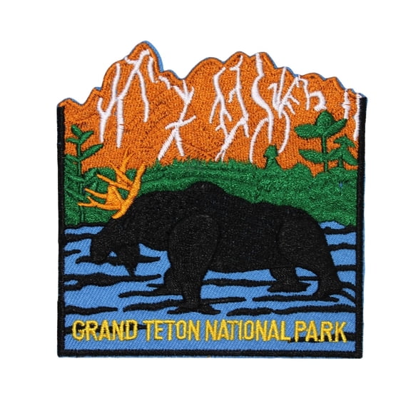Souvenir Patch Grand Teton National Park Wyoming Mountain Range Iron-On Applique