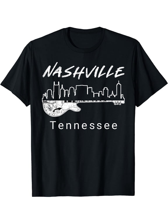 Souvenir Tee Shirts From Nashville Tn Guitar Nashville Gifts T-Shirt Black Medium