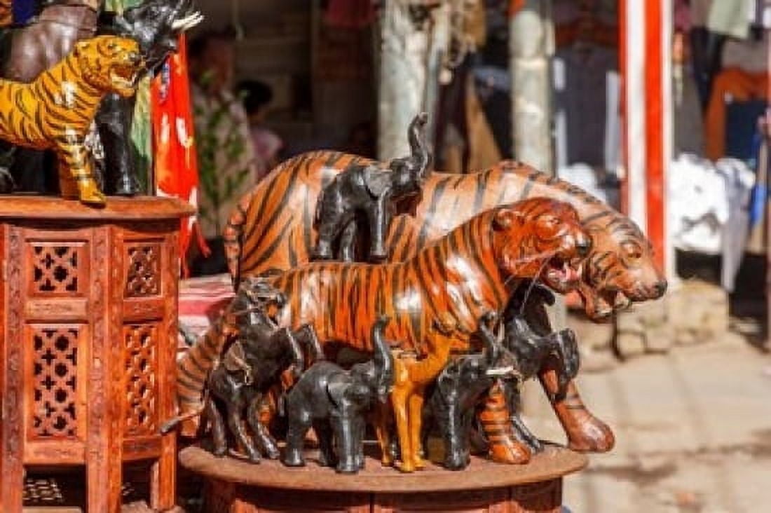 Souvenir tiger sculptures New Delhi India Canvas Art - Ali Kabas DanitaDelimont (17 x 11)