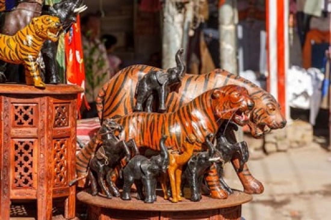 Souvenir tiger sculptures New Delhi India Canvas Art - Ali Kabas DanitaDelimont (34 x 23)