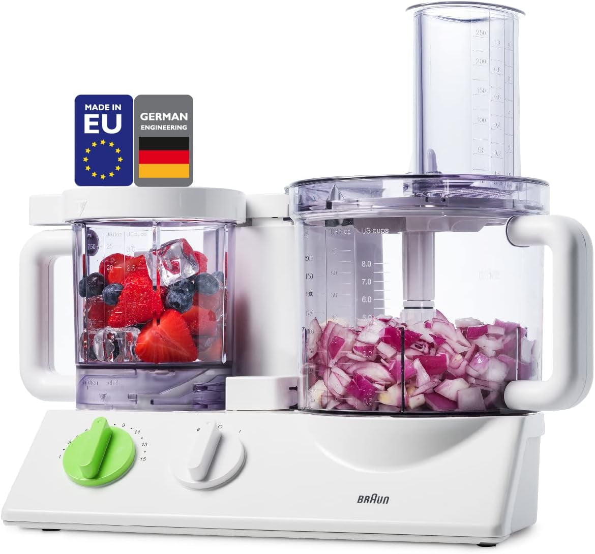 Braun 12-in-1 Multi-Functional Food Processor FX3030, 12-Cup Main Bowl & 0.75L Bowl, Powerful Food Processor with Dual Control System