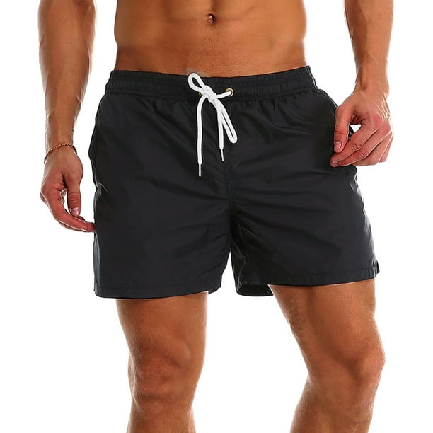 Sovegavy Men's Quick Dry Solid Swim Trunks with Mesh Liner Summer