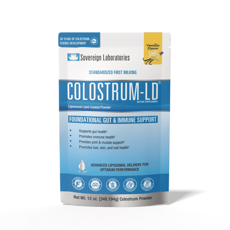 Sovereign Laboratories Colostrum-Ld 12oz Vanilla Powder With Proprietary Liposomal Delivery (Ld) Technology For Better Bioavailability Than Regular Bovine Colostrum