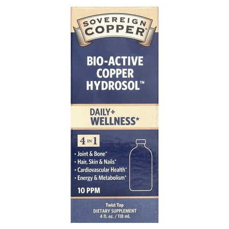 Sovereign Silver Natural Immunogenics Bio-Active Copper Hydrosol, 10 ppm 4 oz Liquid