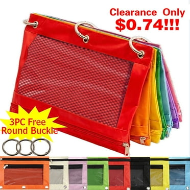 Sovlvnd Oxford Cloth 3 Ring Binder Pencil Case, Black